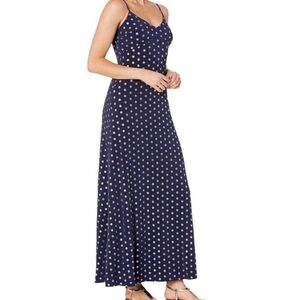 Michael Kors Dark Blue Polka Dot Maxi Dress